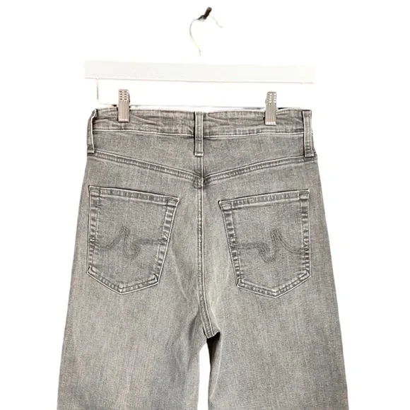 New AG Adriano Goldschmied High Rise Wide Leg Cropped Denim Jeans 27 Light Gray - Picture 8 of 16